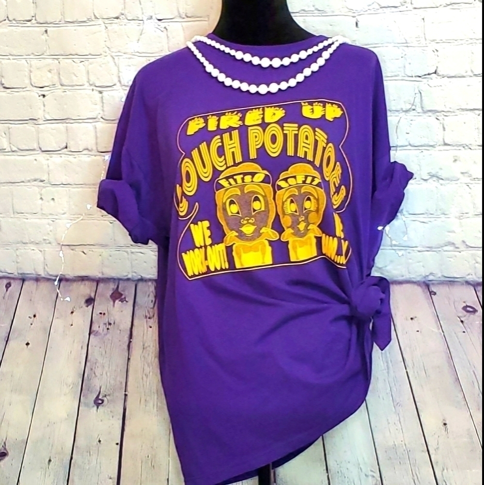 VINTAGE Silly Cotton Couch Potato Fitness Short Sleeve Tee XL - Picture 1 of 6
